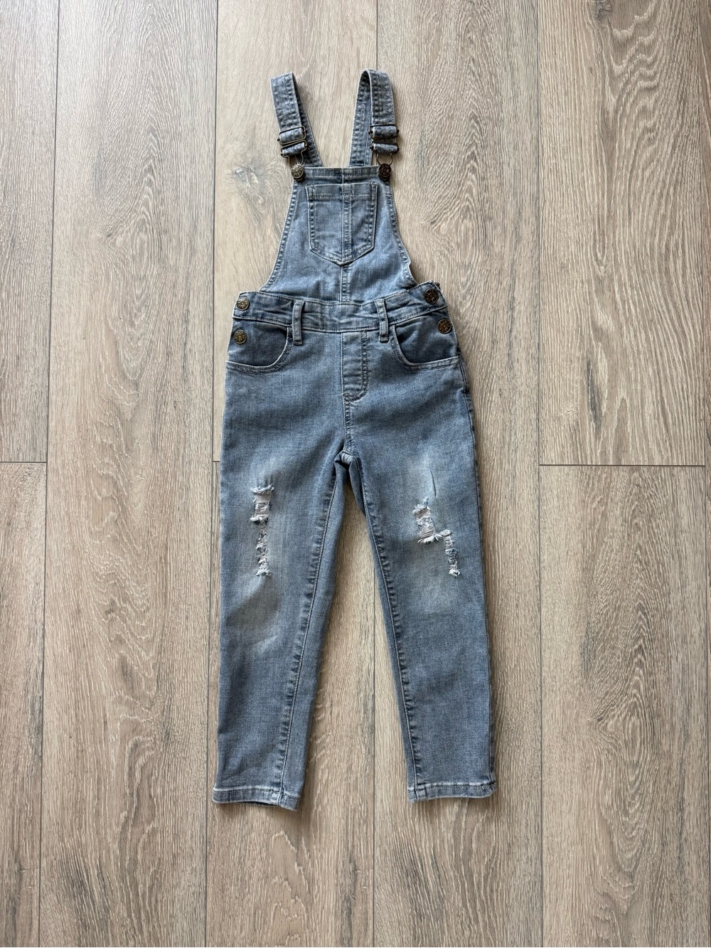 Little Bipsy - Distressed Denim Overalls Faded Blue